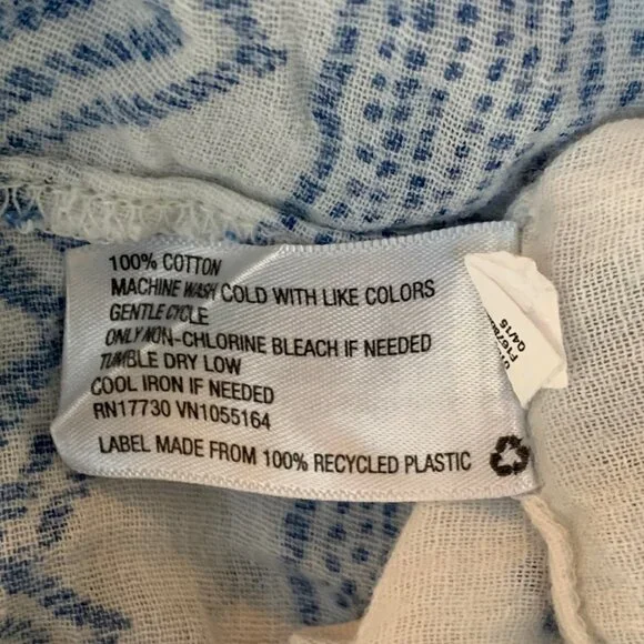 Merona Henna Design 3/4 Button Sleeve V-Neck Cotton Peasant Blouse - Picture 7 of 7